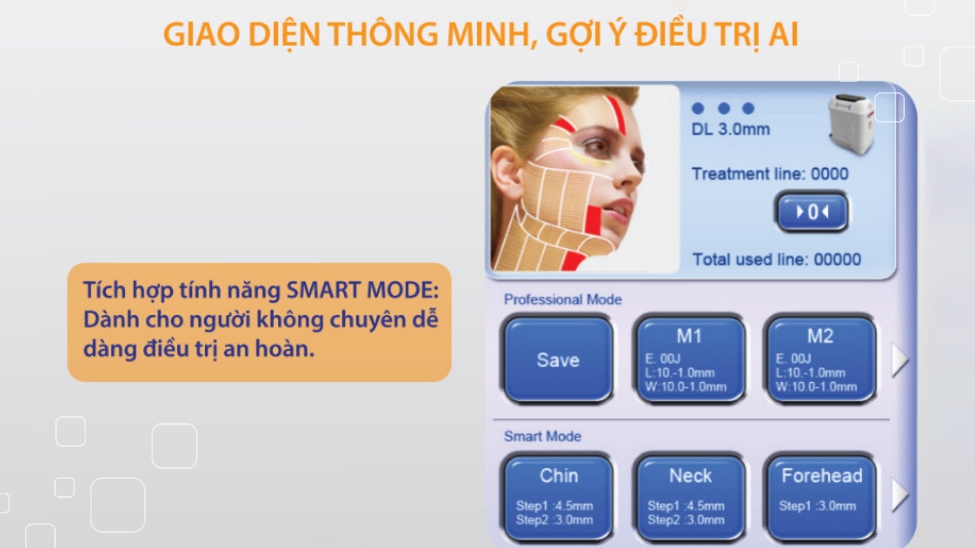 Máy nâng cơ Hifu Apolo Multilines giao diện thông minh