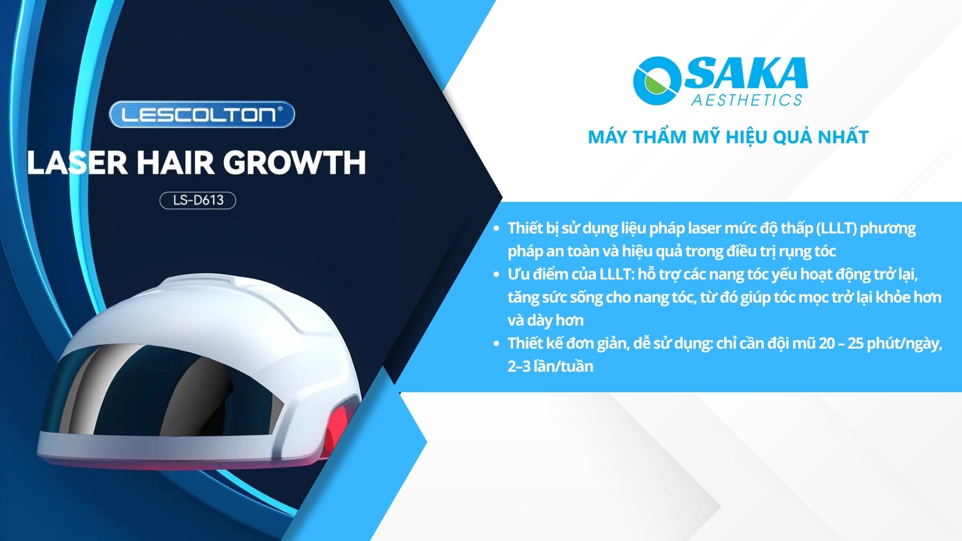 Giới thiệu Nón Laser Mọc Tóc Giảm Dầu Chân Tóc – LESCOLTON LS‑D613